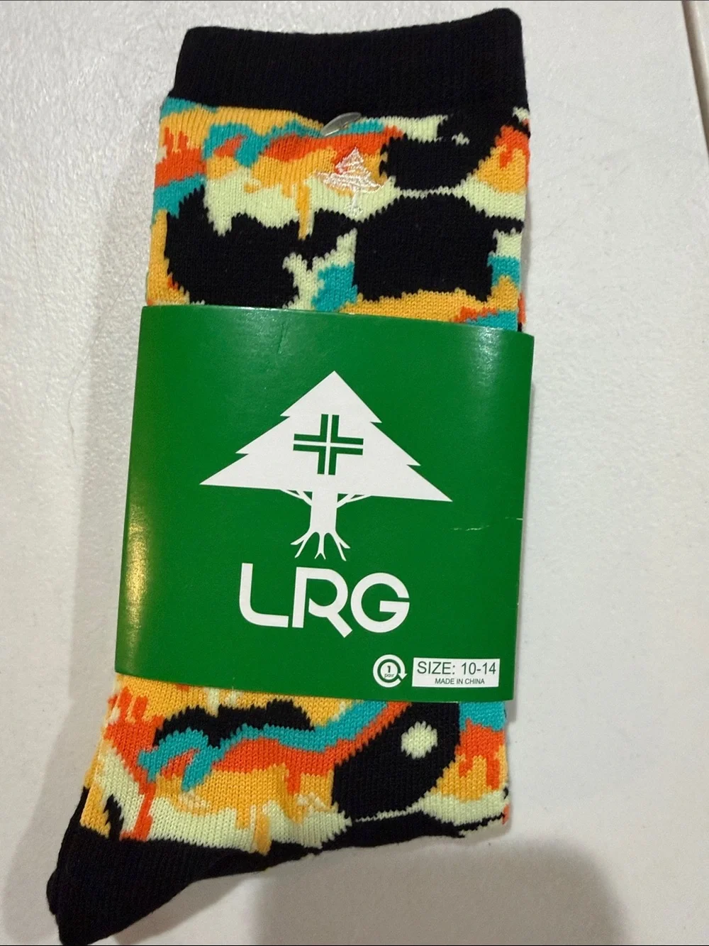 Brand New LRG Men’s Multicolor Patterned Crew Socks - Black Accent Size 10-14